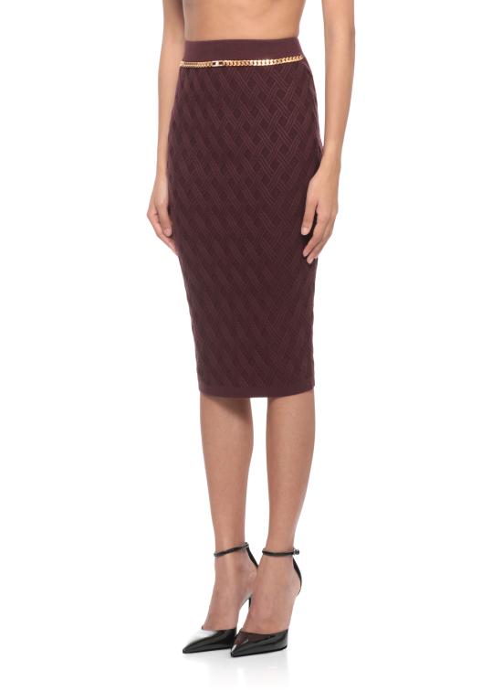 25FW 엘리자베타프랜치 미디 스커트 GK20B56E2 EA4 Bordeaux - ELISABETTA FRANCHI