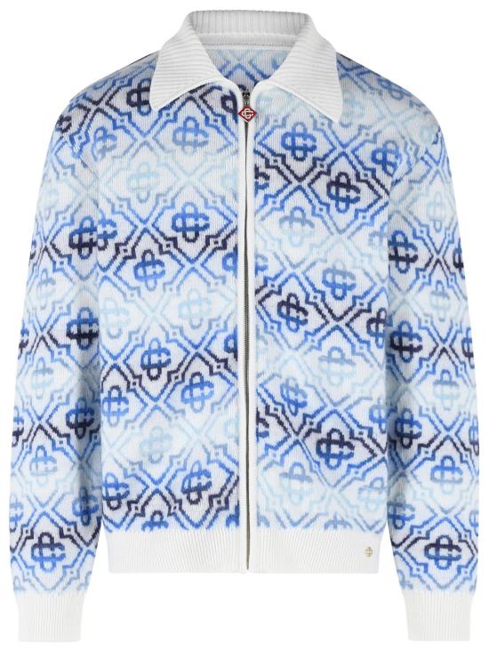 26SS 카사블랑카 스웨터 M SP26 KW 1162 01SPACE DYE MONOGRAM Light Blue