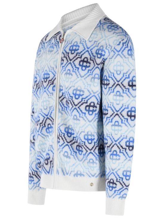 26SS 카사블랑카 스웨터 M SP26 KW 1162 01SPACE DYE MONOGRAM Light Blue - CASABLANCA