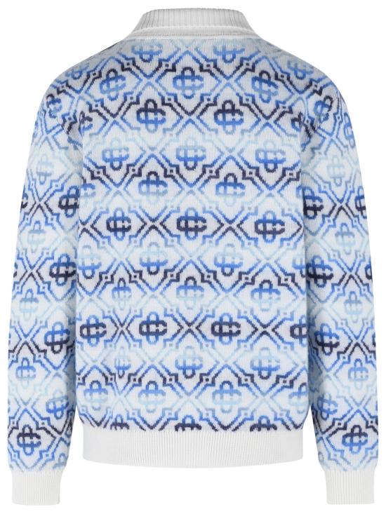 26SS 카사블랑카 스웨터 M SP26 KW 1162 01SPACE DYE MONOGRAM Light Blue - CASABLANCA