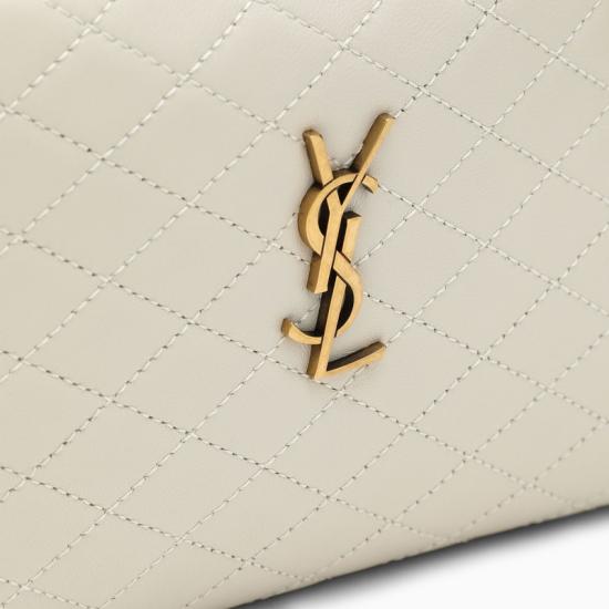 26SS 생로랑 퀼티드 램스킨 가비 지퍼 파우치 7336671EL079207 WHITE - SAINT LAURENT