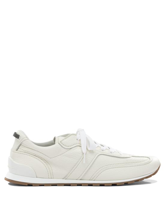26SS 브루넬로 쿠치넬리 샤이니 루프 소프트 그레인 가죽 러너 MZDKG3235C4295 WHITE