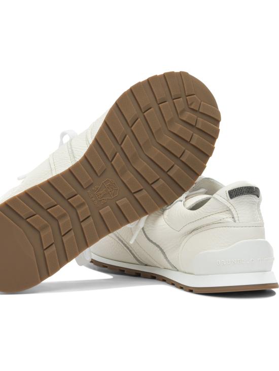 26SS 브루넬로 쿠치넬리 샤이니 루프 소프트 그레인 가죽 러너 MZDKG3235C4295 WHITE - BRUNELLO CUCINELLI