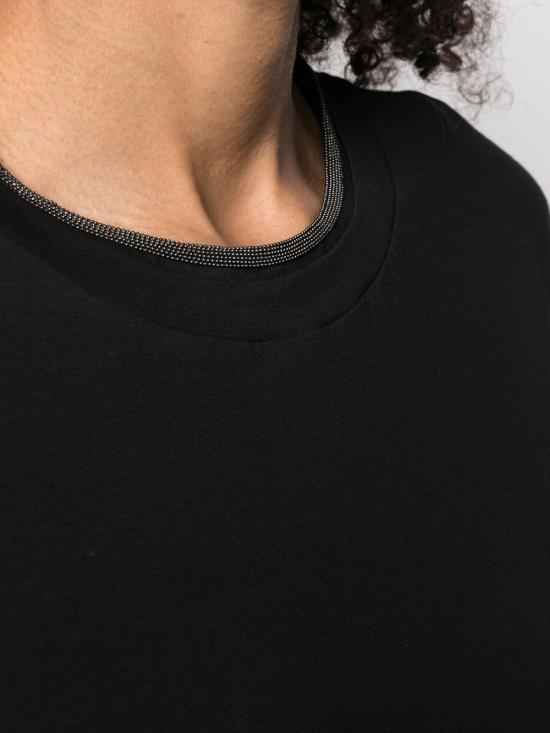 26FW 브루넬로 쿠치넬리 콘트라스트 트림 코튼 티셔츠 M0T18BD200 C101 BLACK - BRUNELLO CUCINELLI