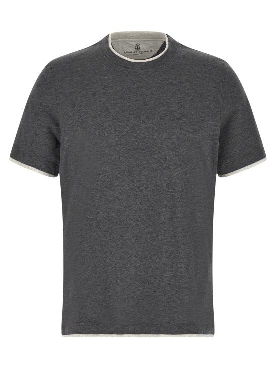 26SS 브루넬로 쿠치넬리 자수 로고 티셔츠 M0B137427CE610