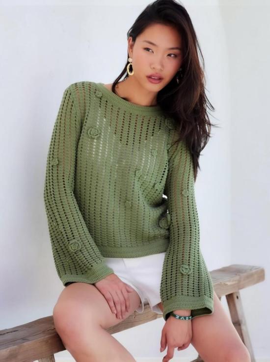  피프틴 트웬티 스웨터 리브 크로셰  올리브