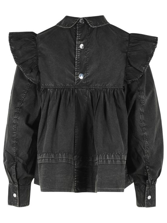 26SS 가니 워시드 프릴 블라우스 A1040061099 Black - GANNI