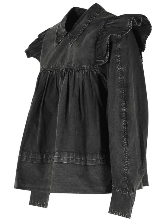 26SS 가니 워시드 프릴 블라우스 A1040061099 Black - GANNI