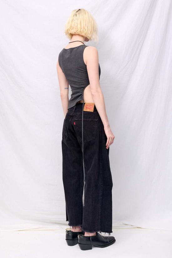  지모 민소매 티셔츠 그레이 양면 Tr 원형 탑 - ZIMO