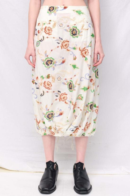  Zimo 롱 스커트 지모 플로럴 시퀸 장식 텐셀 핀턱