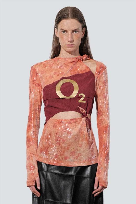  Zimo 탑 지모 오렌지 선키스드 시퀸 풋볼 매듭