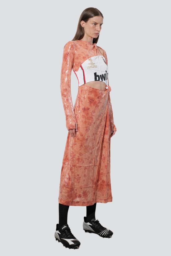  Zimo 원피스 지모 오렌지 선키스드 시퀸 풋볼 매듭 드레스 - OTHER BRANDS