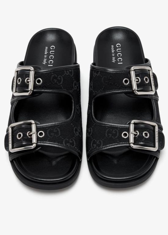 26SS 구찌 버클 슬라이드 샌들 831830FAD71 1000 BLACK - GUCCI