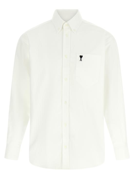 26FW 아미 스몰 하트 로고 박시 자수 셔츠 HSH822CO0031168 White