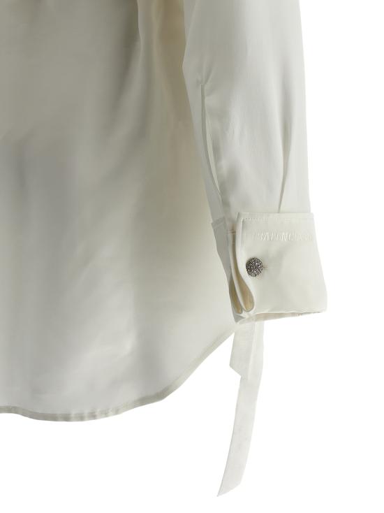26SS 발렌시아가 바이오테크 실크 새틴 랩 셔츠 857842TTN149002 White - BALENCIAGA