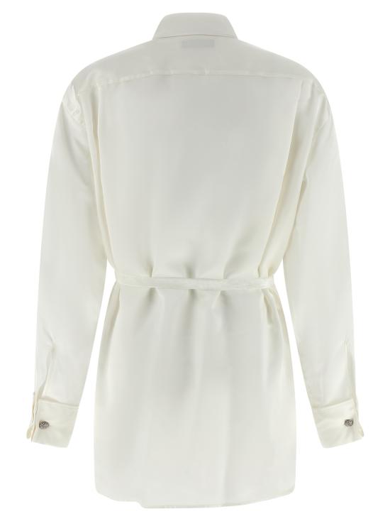 26SS 발렌시아가 바이오테크 실크 새틴 랩 셔츠 857842TTN149002 White - BALENCIAGA