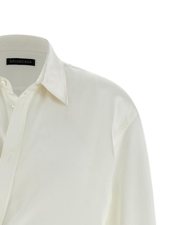 26SS 발렌시아가 바이오테크 실크 새틴 랩 셔츠 857842TTN149002 White - BALENCIAGA