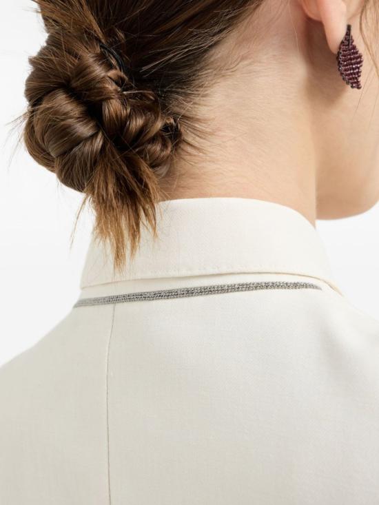 26SS 브루넬로 쿠치넬리 모닐리 비스코스 & 리넨 플루이드 트윌 블레이저 MH1267621 C579 Cream - BRUNELLO CUCINELLI