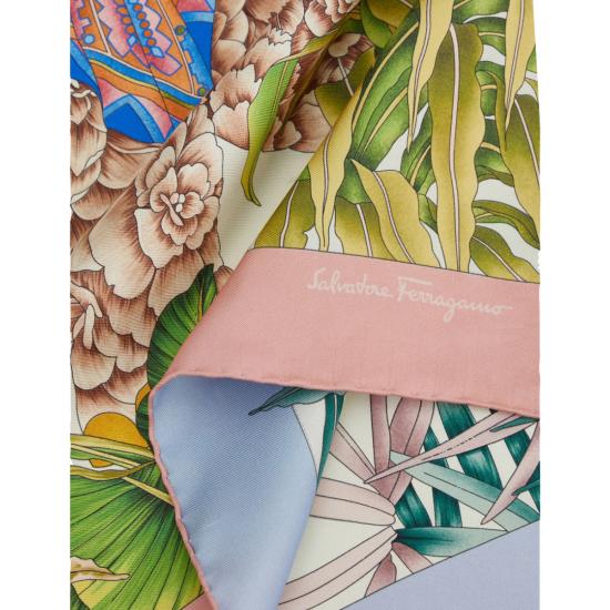 26SS 살바토레 페라가모 머플러/스카프 756254 310118AVORIO ROSA AVORIO AZZUR MultiColour - SALVATORE FERRAGAMO