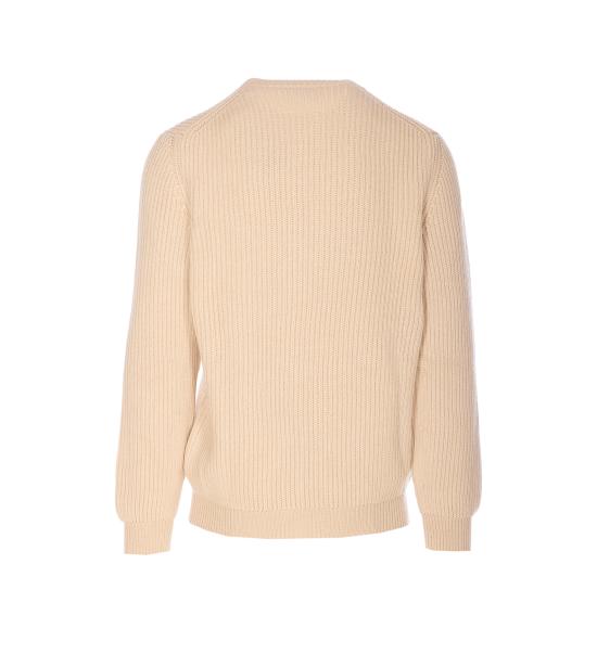 26SS 펜디 맥시 로고 자수 울 리브 니트 스웨터 FZX091 AW0CF1J2A Beige - FENDI