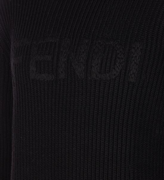 26SS 펜디 맥시 로고 자수 울 리브 니트 스웨터 FZX091 AW0CF0QA1 Black - FENDI