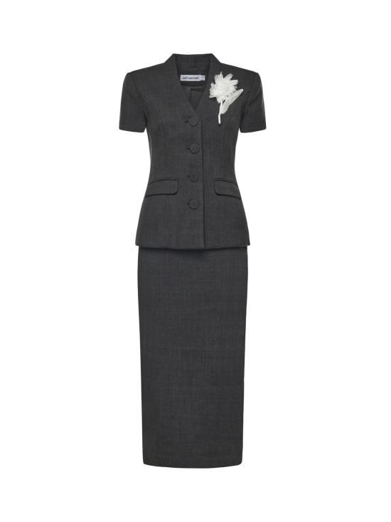 26SS 셀프 포트레이트 미디 원피스 RS26160MA GR Grey