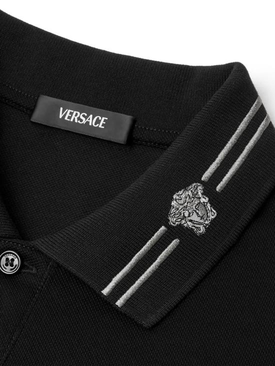 26SS 베르사체 폴로 티셔츠 10139061A13463 1B000 Black - VERSACE