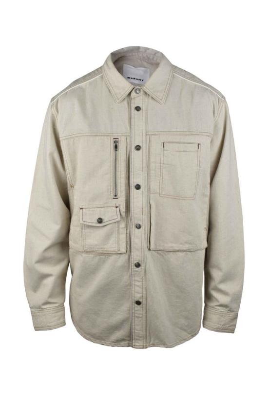  이자벨마랑 데님 솔기가 드러난 오프화이트  재킷