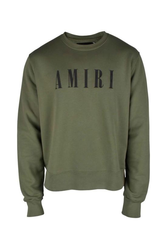  아미리 탑 편안한 핏의 카키 그린 코튼 스웨트셔츠