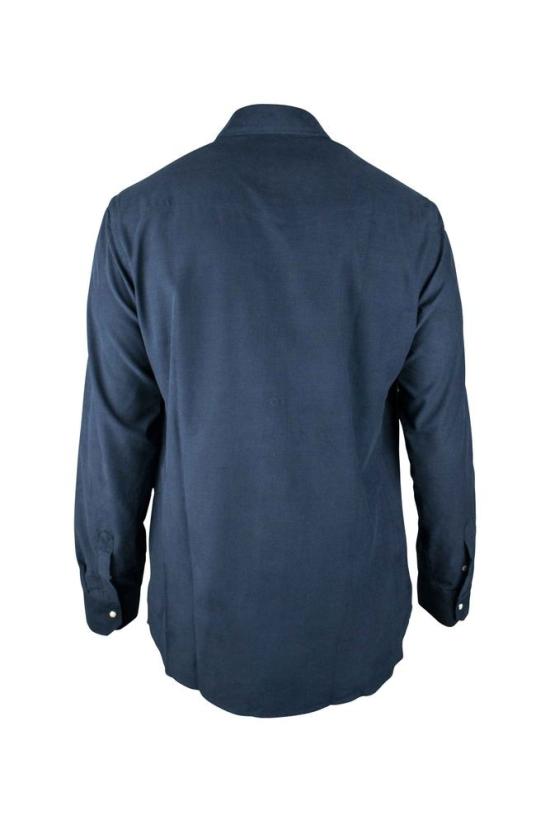  무레르 셔츠 슬림핏 네이비 블루 벨벳 - MOORER