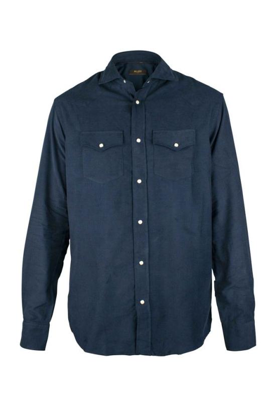  무레르 셔츠 슬림핏 네이비 블루 벨벳