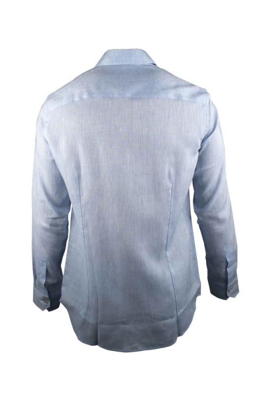  무레르 셔츠 슬림핏 스카이 블루 린넨 - MOORER