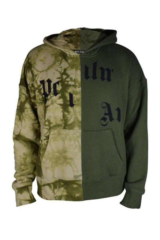  팜앤젤스 탑 로고 디테일이 돋보이는 투톤 후드티