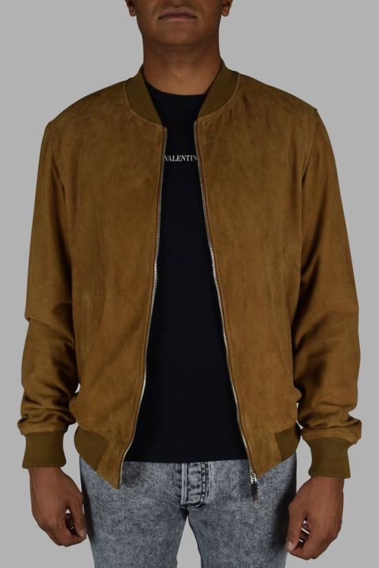  빌리어네어 봄버 자켓 카멜 스웨이드 봄버 재킷 - BILLIONAIRE