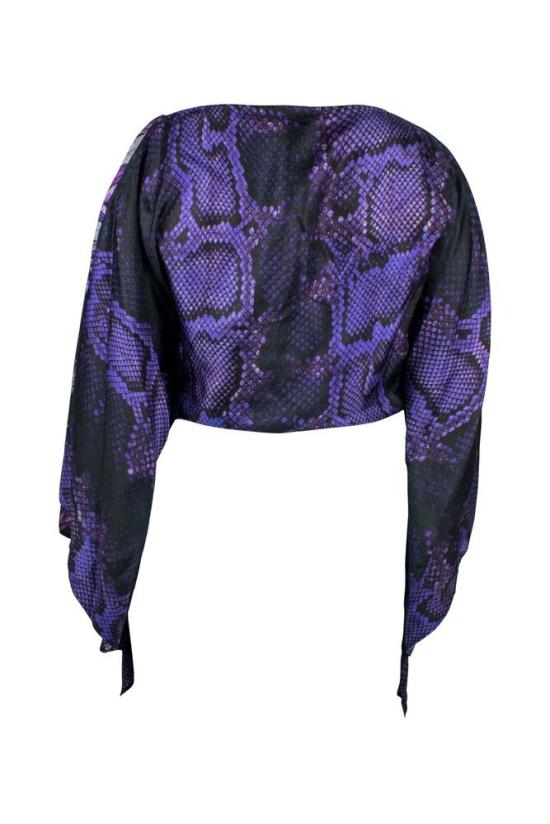  로베르토 카발리 탑 꽃무늬와 파이톤 무늬가 있는 실크 카프탄 - ROBERTO CAVALLI