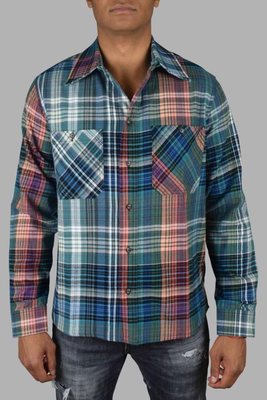  오프화이트 셔츠 그래픽 포인트가 있는 체크무늬 캐주얼 - OFF WHITE