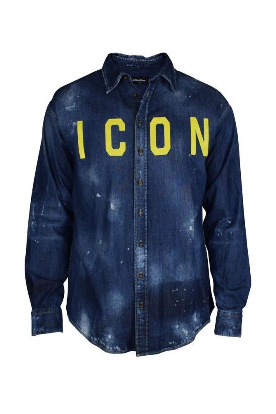  디스퀘어드2 데님 빈티지 느낌의 파란색  셔츠