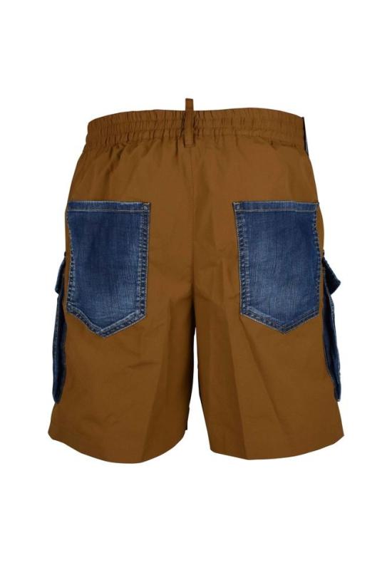  디스퀘어드2 숏팬츠 신축성 있는 허리밴드가 있는 두 가지 소재의 카고 스타일 반바지 - DSQUARED2