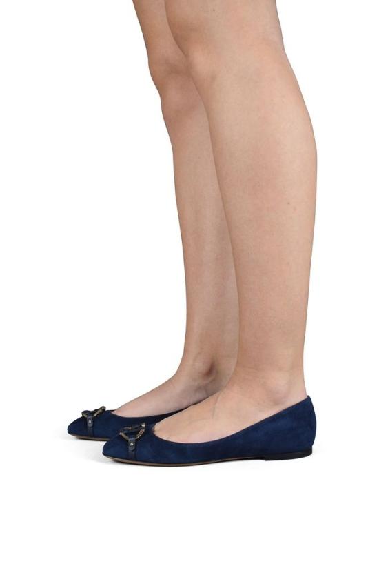  발렌티노 가라바니 플랫 슈즈 네이비 블루 스웨이드 발레리나 - VALENTINO GARAVANI
