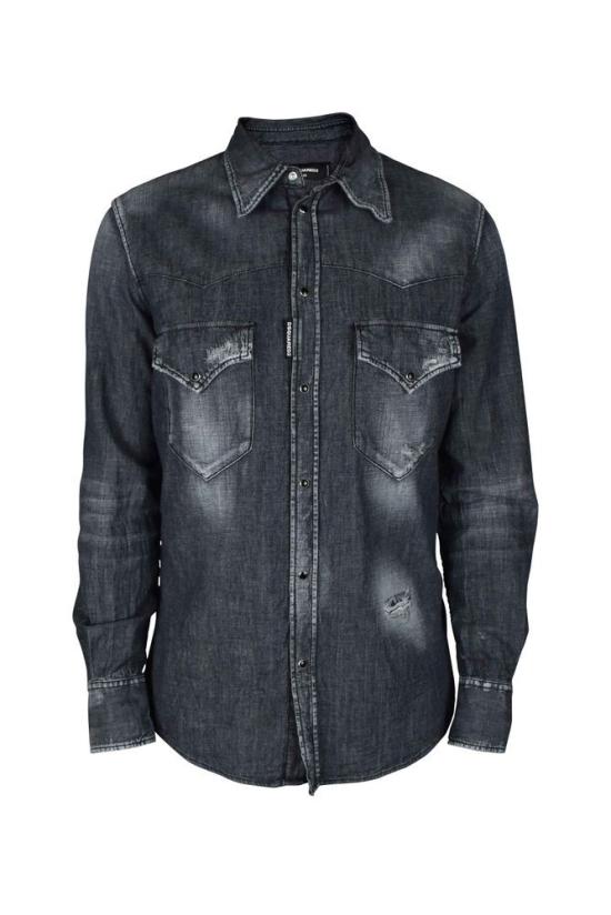  디스퀘어드2 데님 셔츠 블랙 코튼  뉴 웨스턴 셔츠
