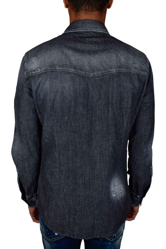  디스퀘어드2 데님 블랙 코튼  뉴 웨스턴 셔츠 - DSQUARED2