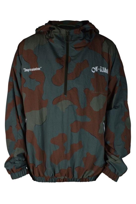  오프화이트 탑 밀리터리 스타일 카무플라주 스웨트셔츠 (그래픽 디자인 포함)