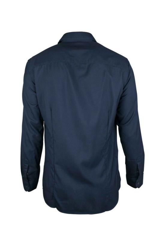  무레르 셔츠 네이비 블루 슬림핏 버진 울 - MOORER