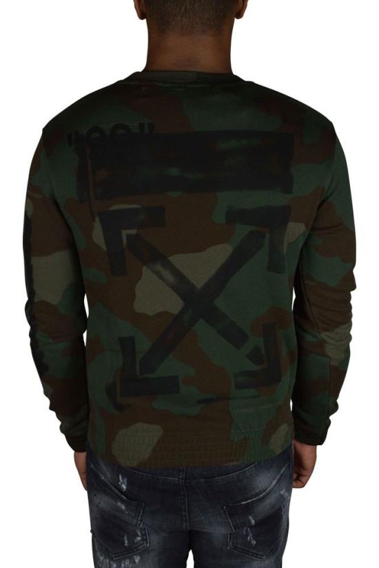  오프화이트 반팔 티셔츠 아이코닉한 브랜드 로고가 새겨진 카키색 카무플라주 스웨트셔츠 - OFF WHITE