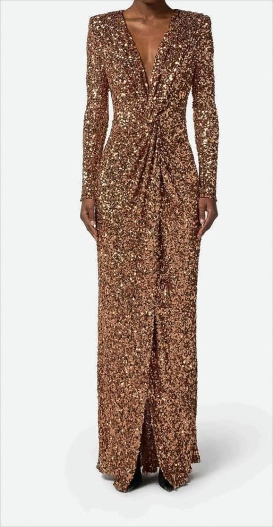 25FW 엘리자베타프랜치 롱 원피스 ABR3057E2 EC1 Brown - ELISABETTA FRANCHI