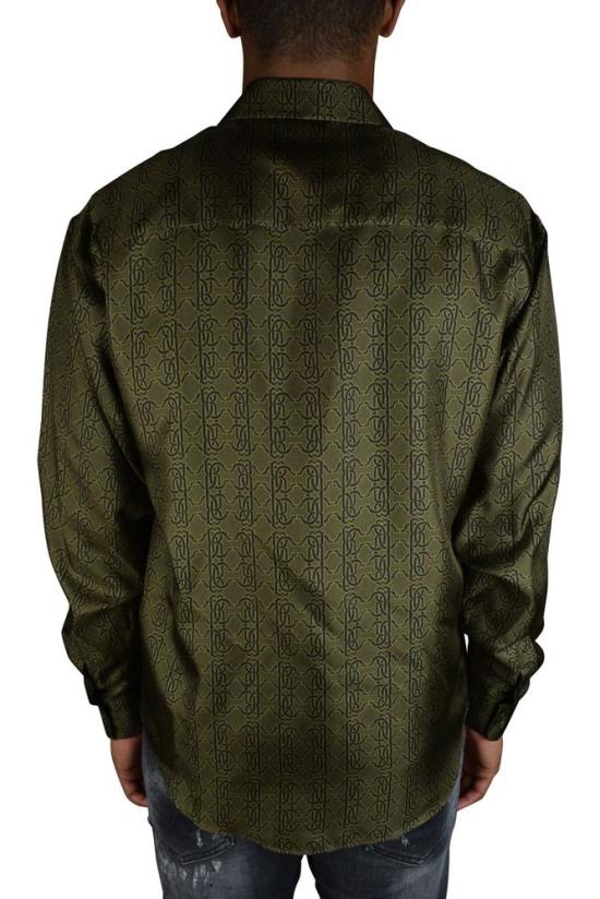  로베르토 카발리 셔츠 RC 모노그램 프린트가 있는 실크 - ROBERTO CAVALLI