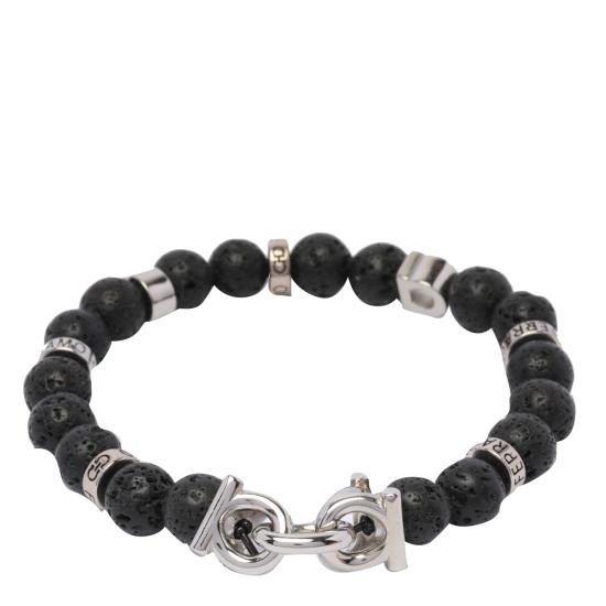 26SS 살바토레 페라가모 브레이슬릿 717496 770150PIETRA LAVICA Black - SALVATORE FERRAGAMO