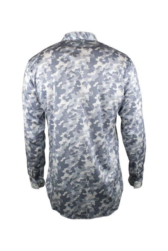  필립 플레인 셔츠 회색 밀리터리 위장 , 자개 단추 포함 - PHILIPP PLEIN