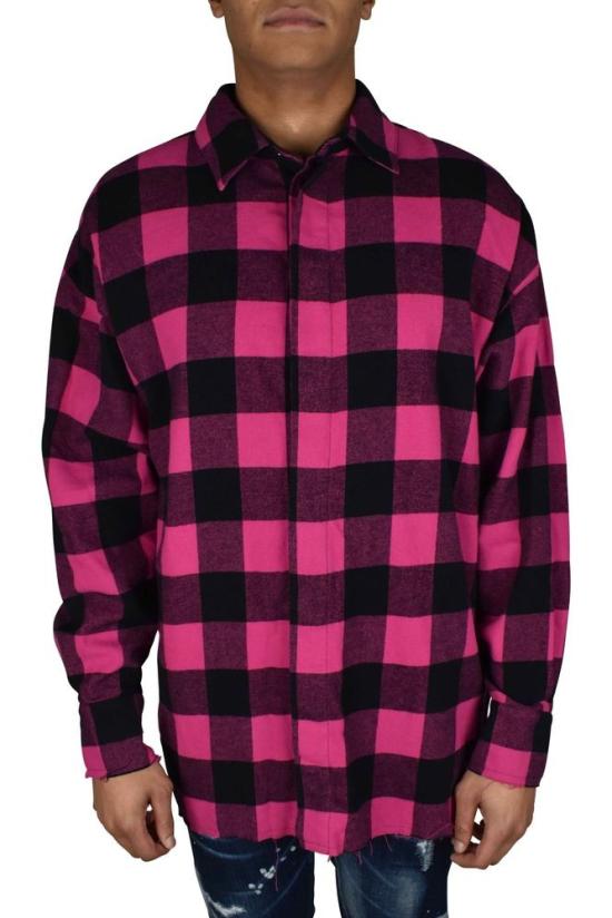  팜앤젤스 셔츠 핑크와 블랙 체크무늬 팜 엔젤 - PALM ANGELS