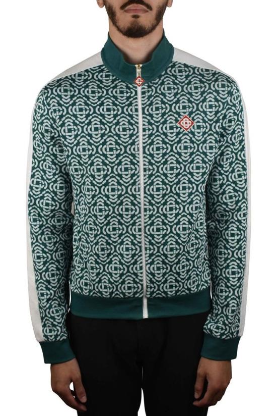  카사블랑카 자켓 녹색과 흰색의 해체된 모노그램 재킷 - CASABLANCA